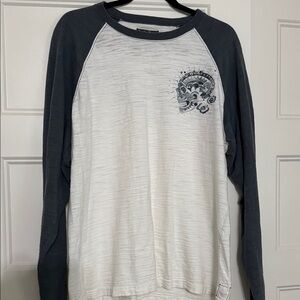 Lucky Brand White and Gray Long Sleeve Shirt